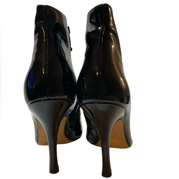 VIA SPIGA Black Patent Leather High Heel Ankle Boots Zip Stiletto - Size 39 - Picture 8 of 13